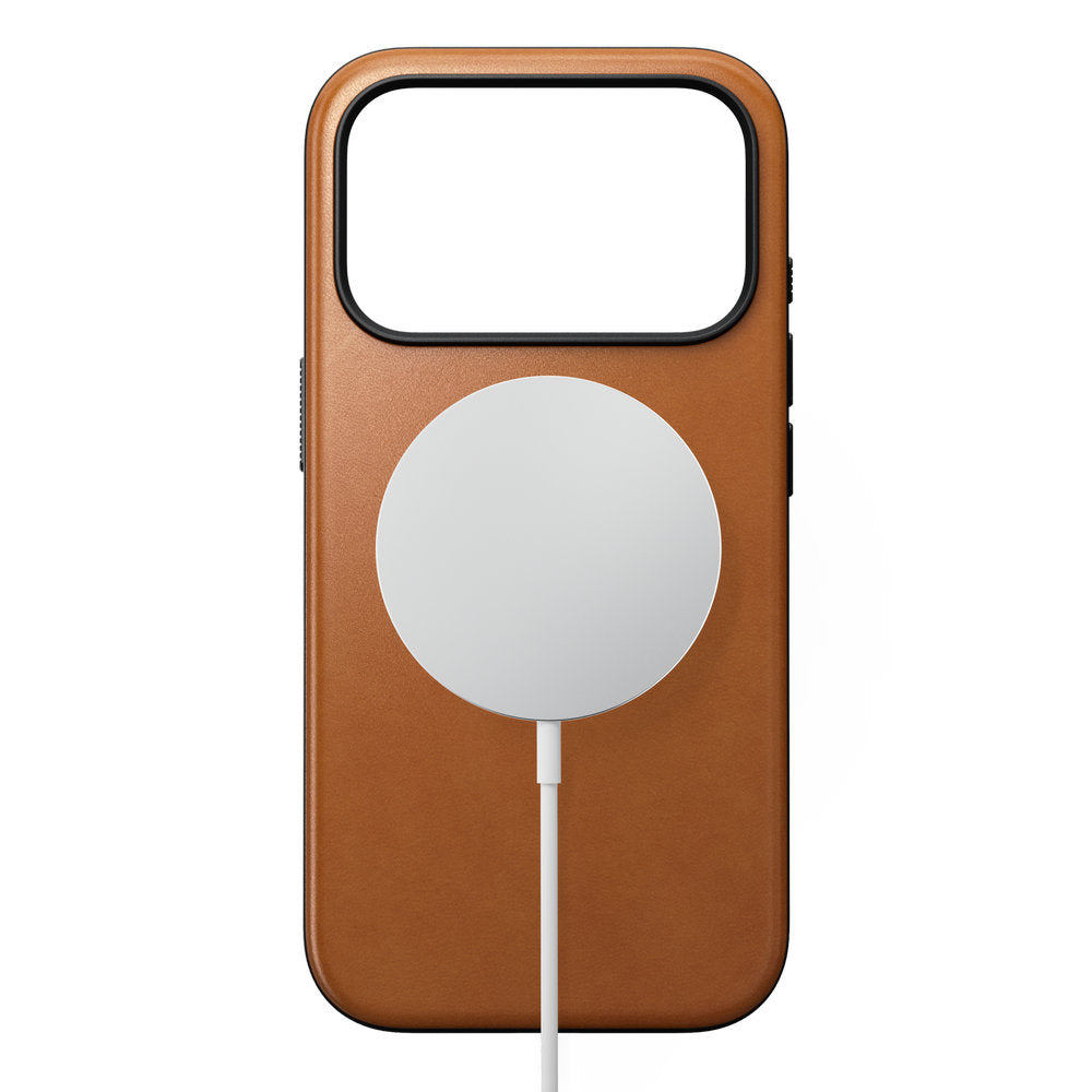 Handyhülle aus Naturleder für iPhone 18 Pro / 17 Pro, Nomad Modern Leather Case Horween Series mit MagSafe, Hellbraun (7/9)