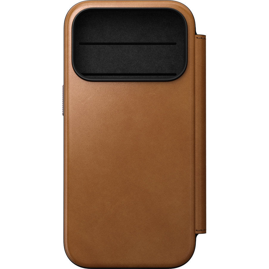 Handyhülle mit Klappe für iPhone 18 Pro / 17 Pro, Nomad Modern Leather Folio mit MagSafe, Hellbraun (2/9)