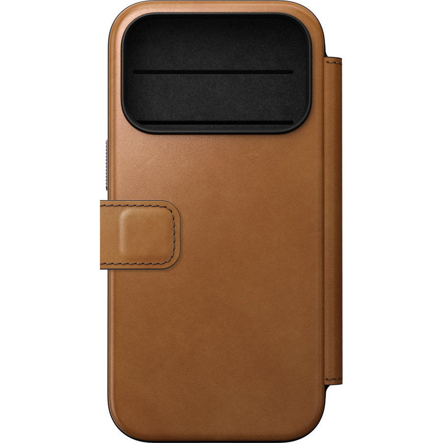 Handyhülle mit Klappe für iPhone 18 Pro / 17 Pro, Nomad Modern Leather Folio mit MagSafe, Hellbraun (6/9)