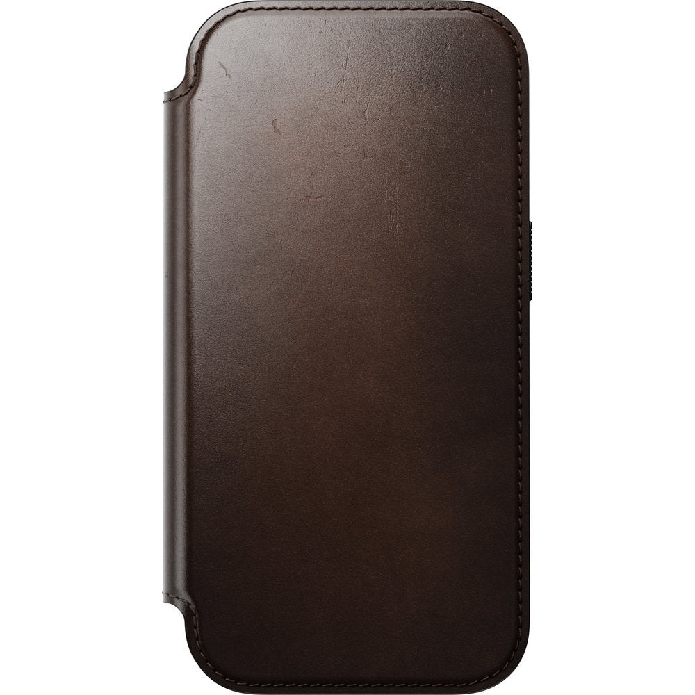 Handyhülle mit Klappe für iPhone 18 Pro / 17 Pro, Nomad Modern Leather Folio Horween Series mit MagSafe, rustikales Braun (4/13)
