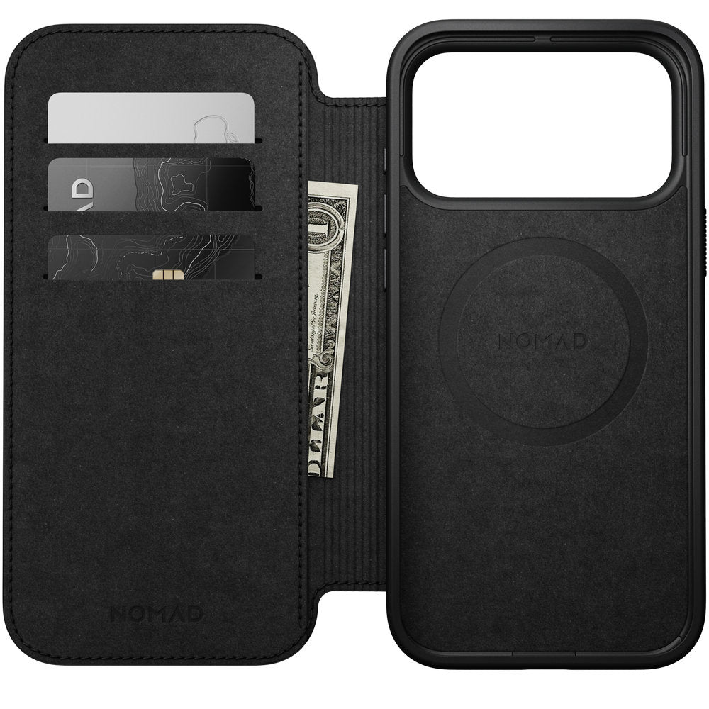 Handyhülle mit Klappe für iPhone 18 Pro Max / 17 Pro Max, Nomad Modern Leather Folio mit MagSafe, Schwarz (3/9)