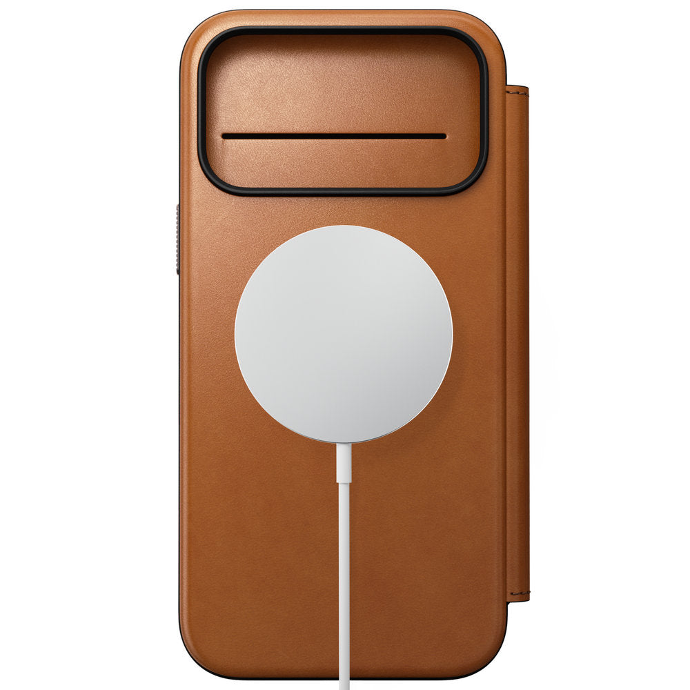 Handyhülle mit Klappe für iPhone 18 Pro Max / 17 Pro Max, Nomad Modern Leather Folio Horween Series mit MagSafe, Hellbraun (7/13)