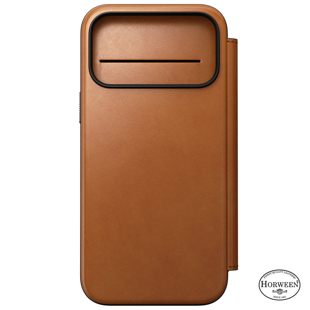 Handyhülle mit Klappe für iPhone 18 Pro Max / 17 Pro Max, Nomad Modern Leather Folio Horween Series mit MagSafe, Hellbraun (8/13)