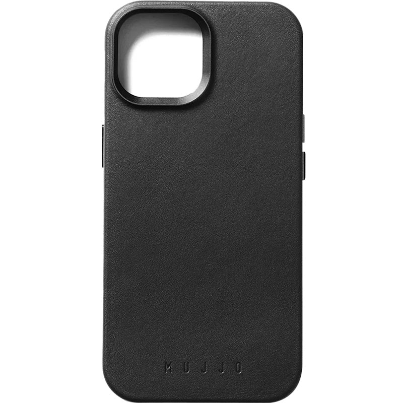 Schutzhülle für iPhone 15, Mujjo Leather Case MagSafe, Schwarz