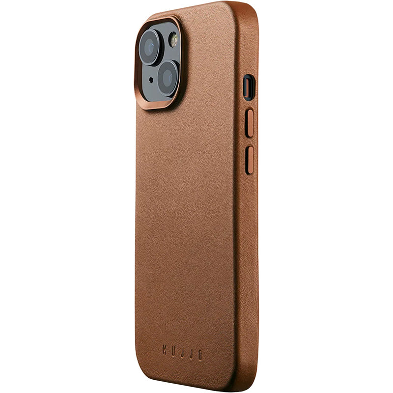 Schutzhülle für iPhone 15, Mujjo Leather Case MagSafe, Braun
