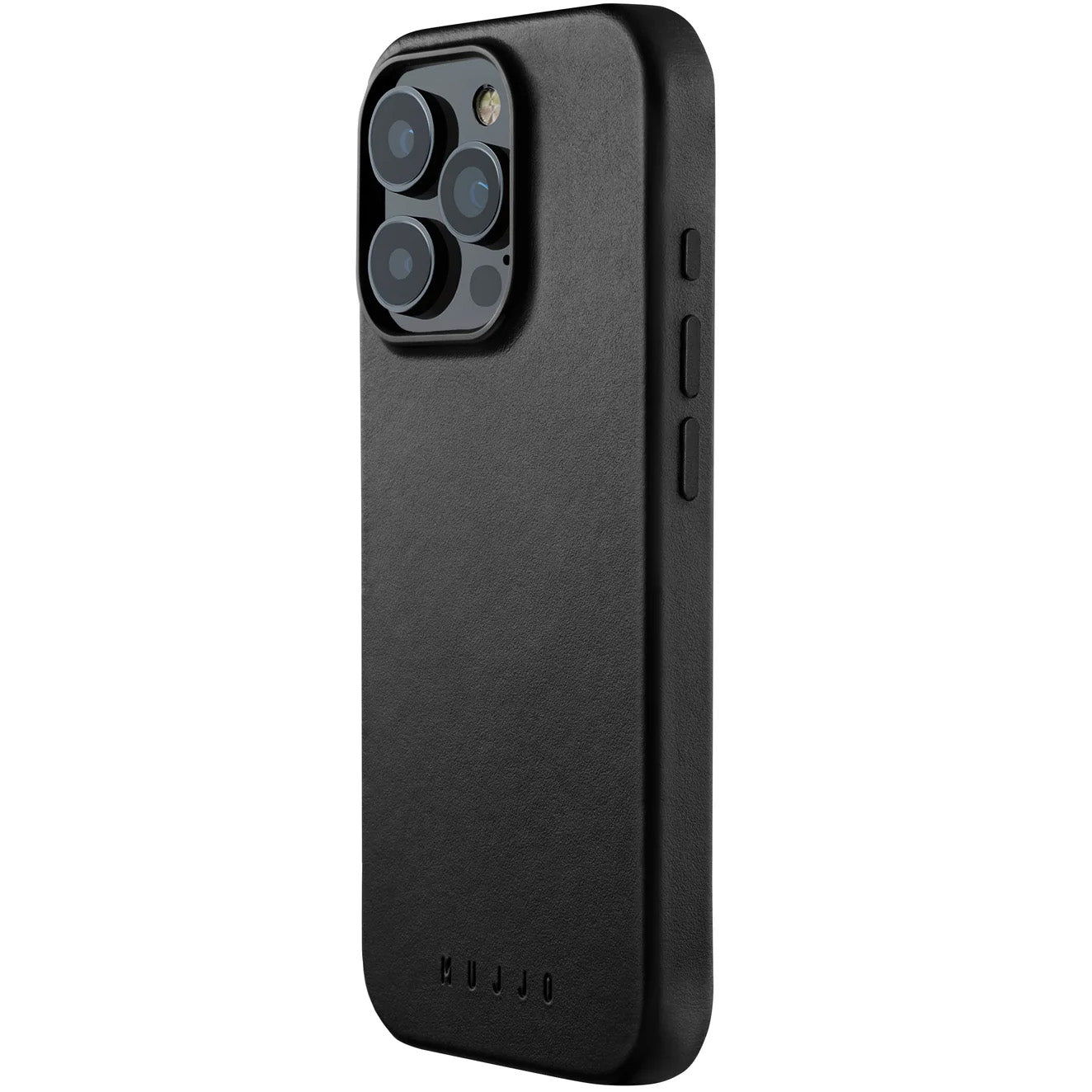 Handyhülle für iPhone 16 Pro, Mujjo Leather Case MagSafe, Schwarz