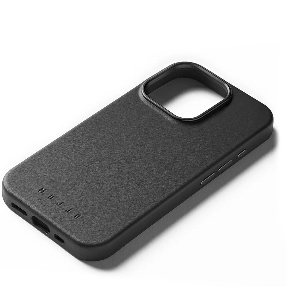 Handyhülle für iPhone 16 Pro, Mujjo Leather Case MagSafe, Schwarz