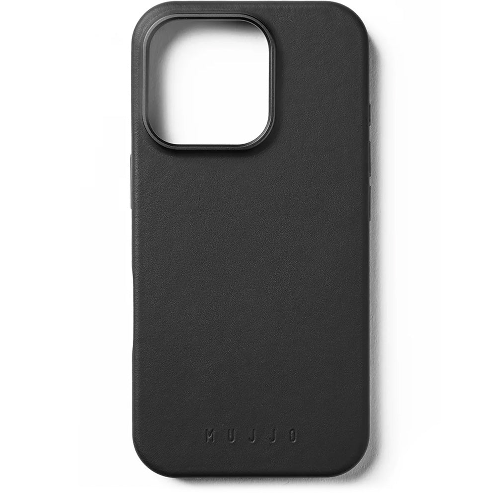 Handyhülle für iPhone 16 Pro, Mujjo Leather Case MagSafe, Schwarz