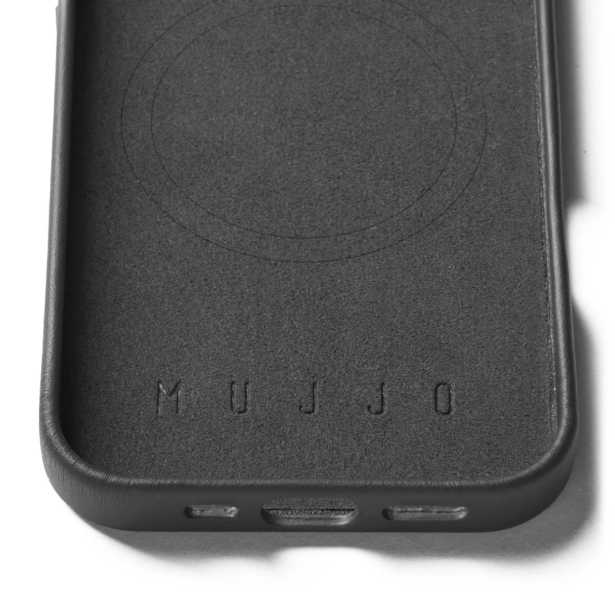 Handyhülle für iPhone 16 Pro, Mujjo Leather Case MagSafe, Schwarz