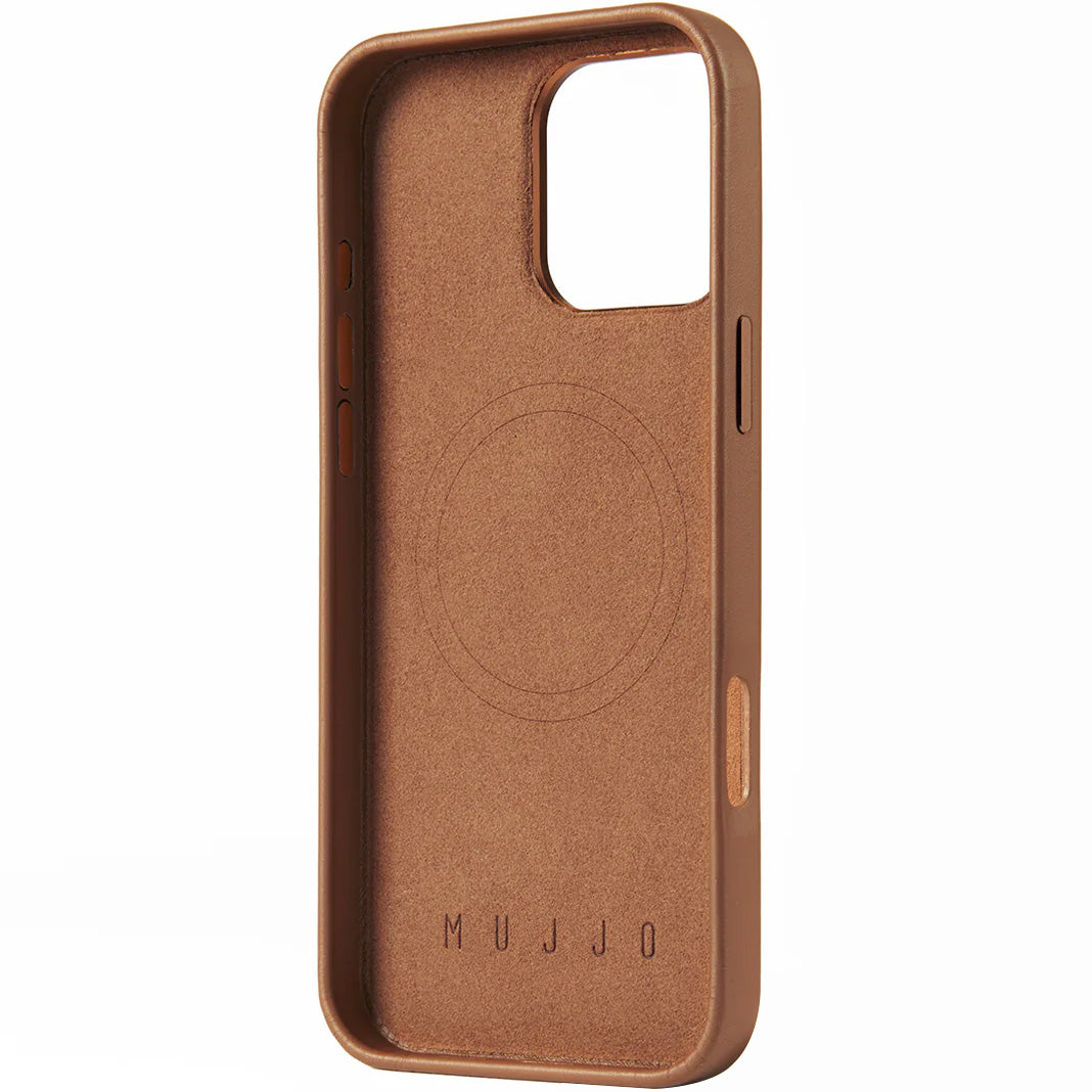 Handyhülle für iPhone 16 Pro Max, Mujjo Leather Case MagSafe, Braun