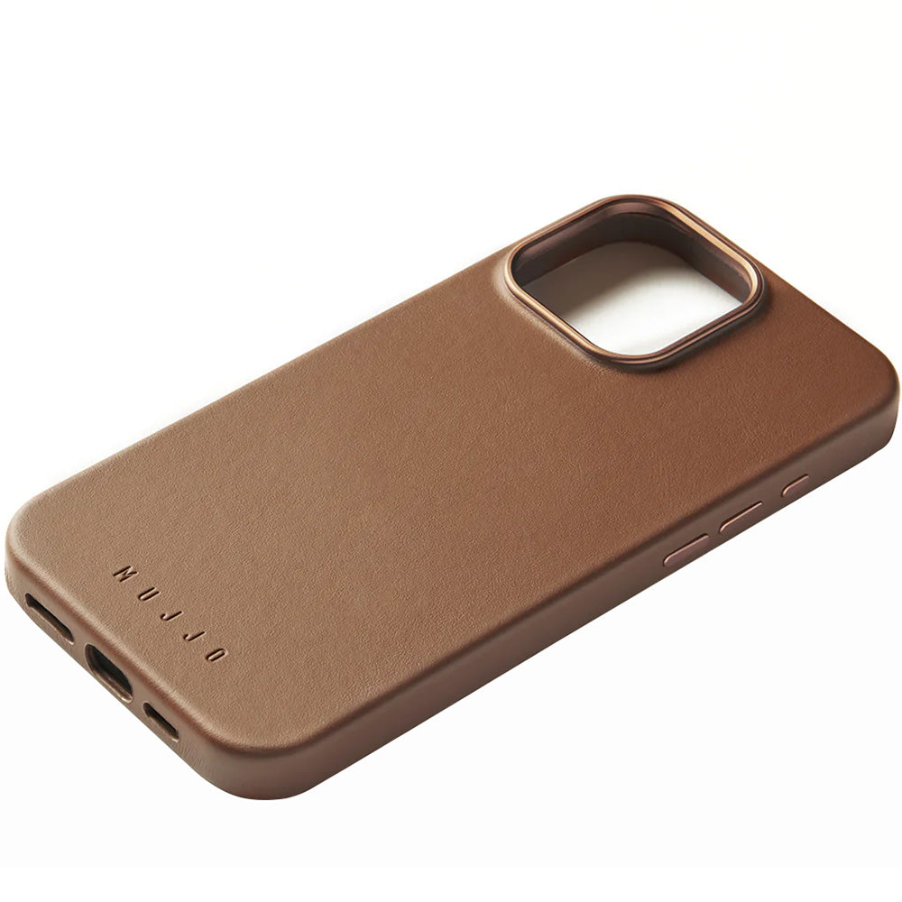 Handyhülle für iPhone 16 Pro Max, Mujjo Leather Case MagSafe, Braun