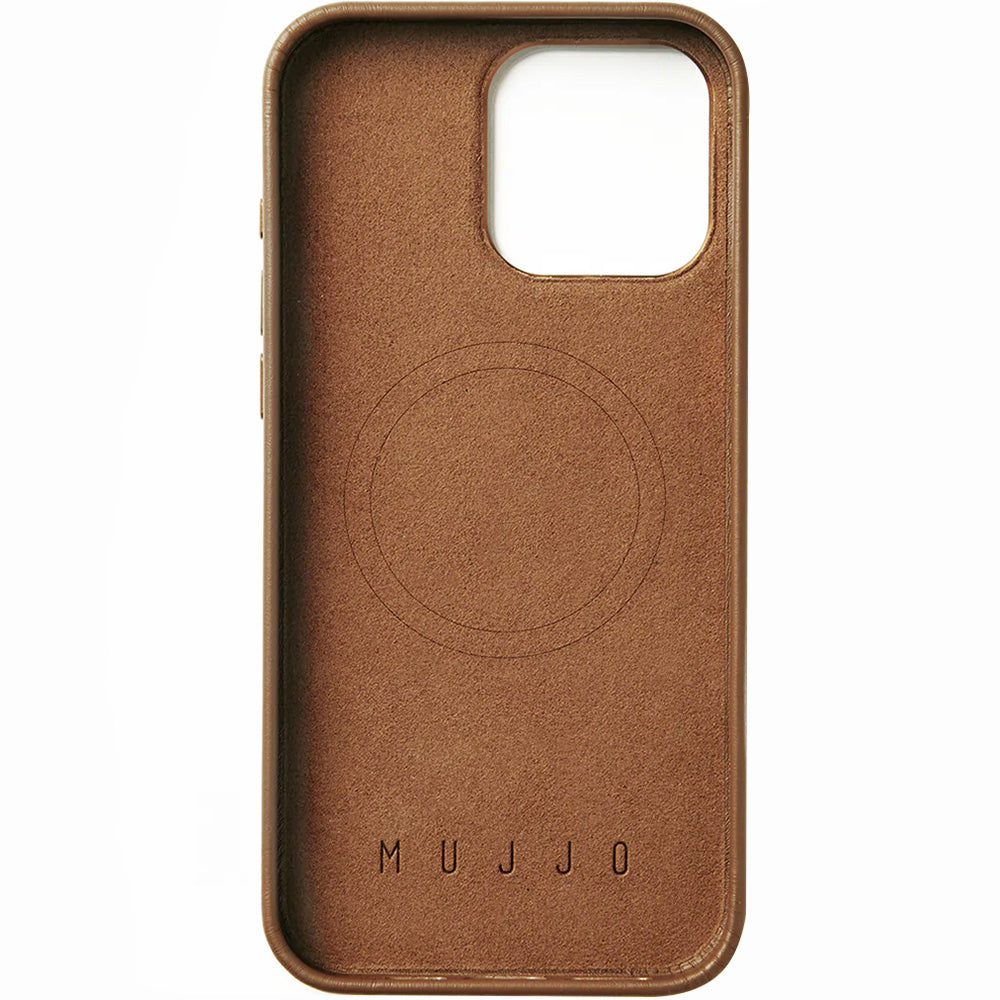 Handyhülle für iPhone 16 Pro Max, Mujjo Leather Case MagSafe, Braun