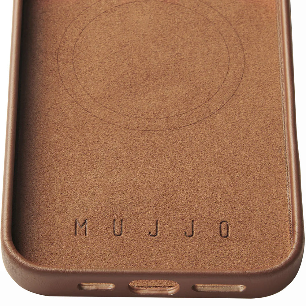 Handyhülle für iPhone 16 Pro Max, Mujjo Leather Case MagSafe, Braun