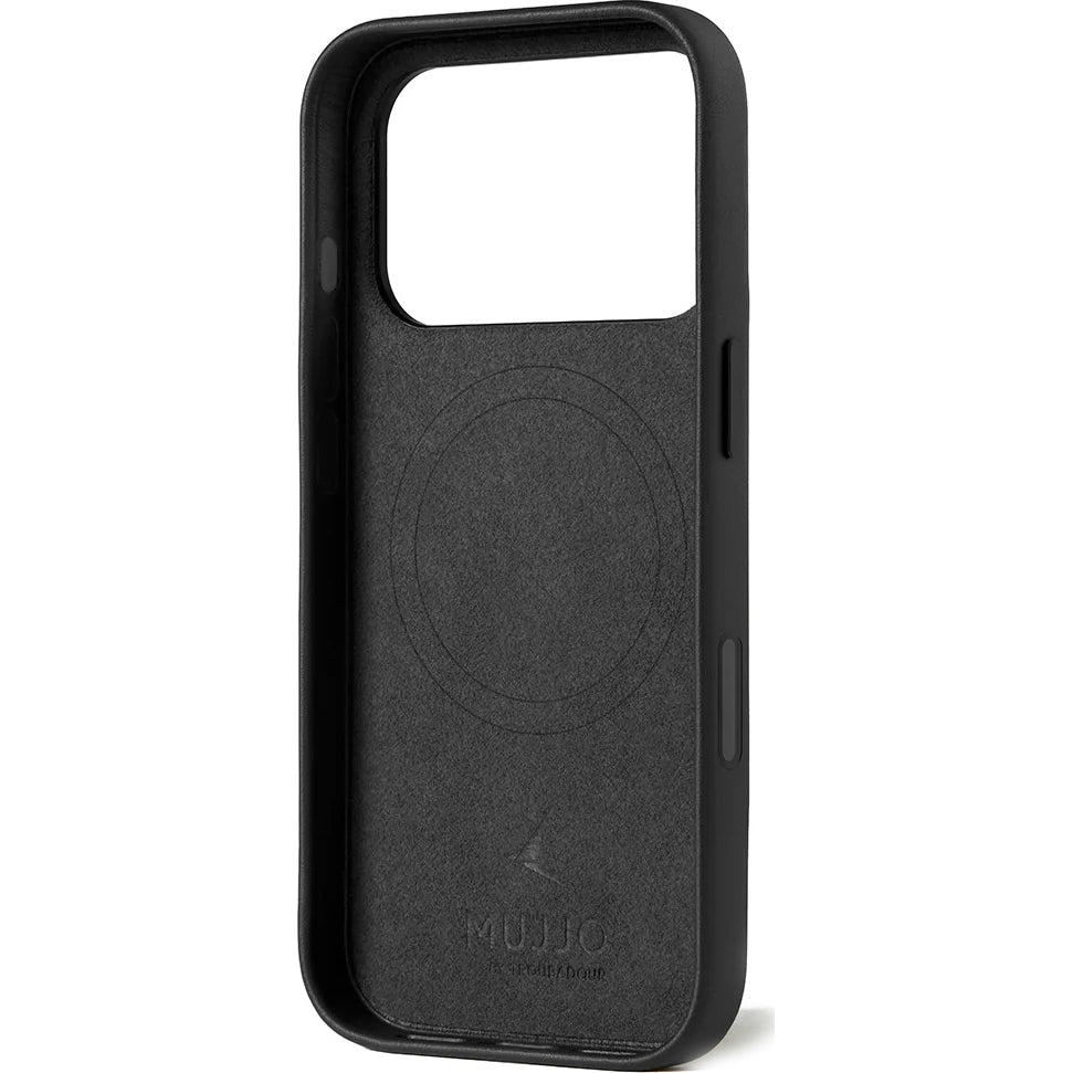 Handyhülle für iPhone 17 Pro, Mujjo Full Leather Case für MagSafe, Schwarz
