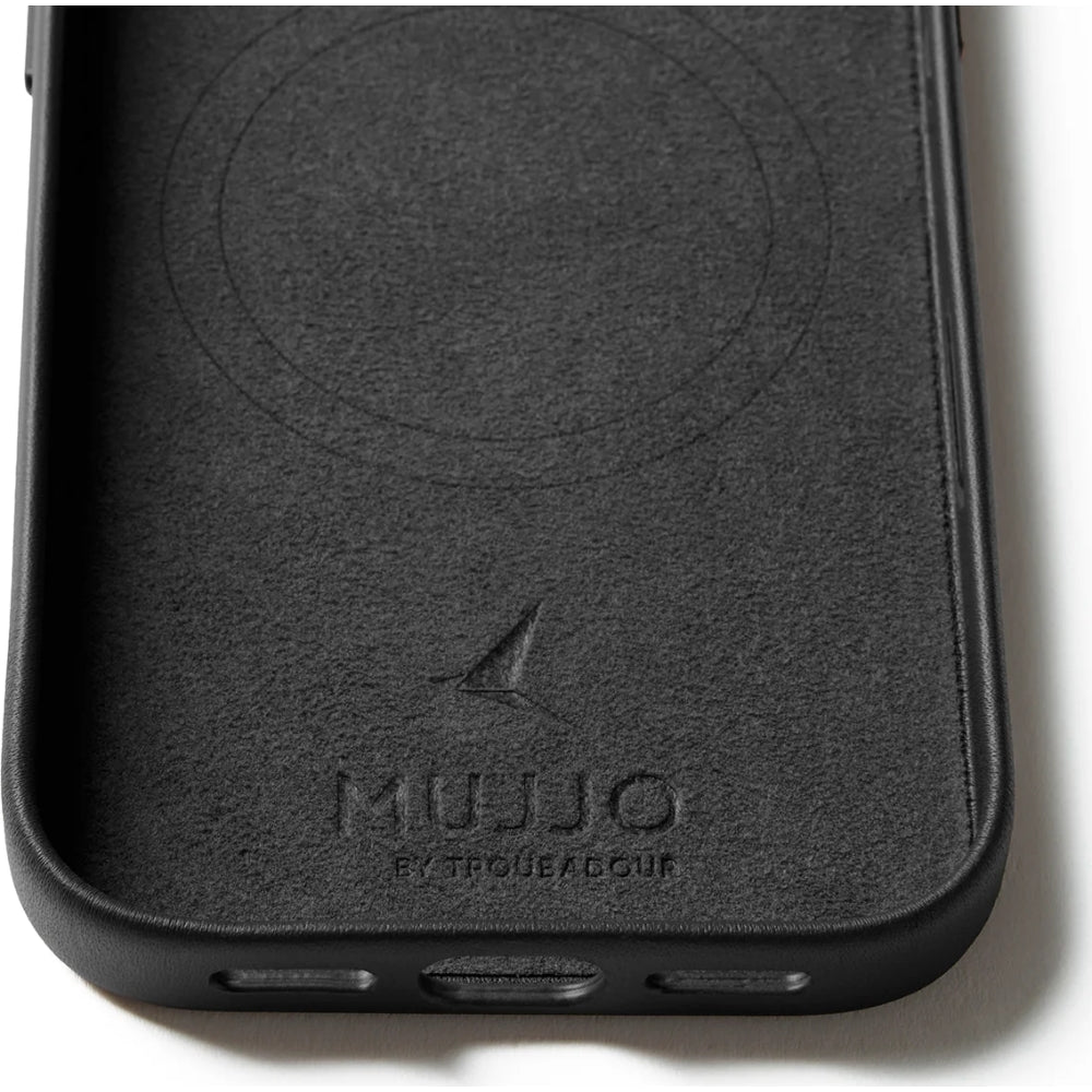 Handyhülle für iPhone 17 Pro, Mujjo Full Leather Case für MagSafe, Schwarz