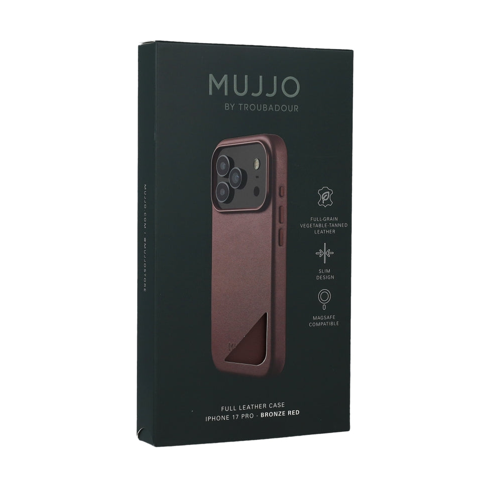 Handyhülle für iPhone 18 Pro / 17 Pro, Mujjo Full Leather Case für MagSafe, Kastanienbraun