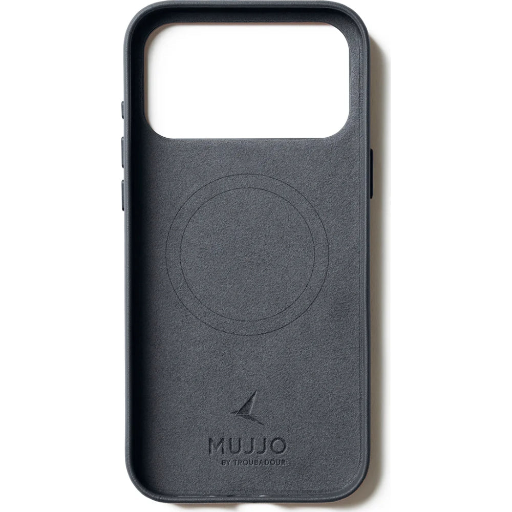 Handyhülle für iPhone 17 Pro Max, Mujjo Full Leather Case für MagSafe, Grau