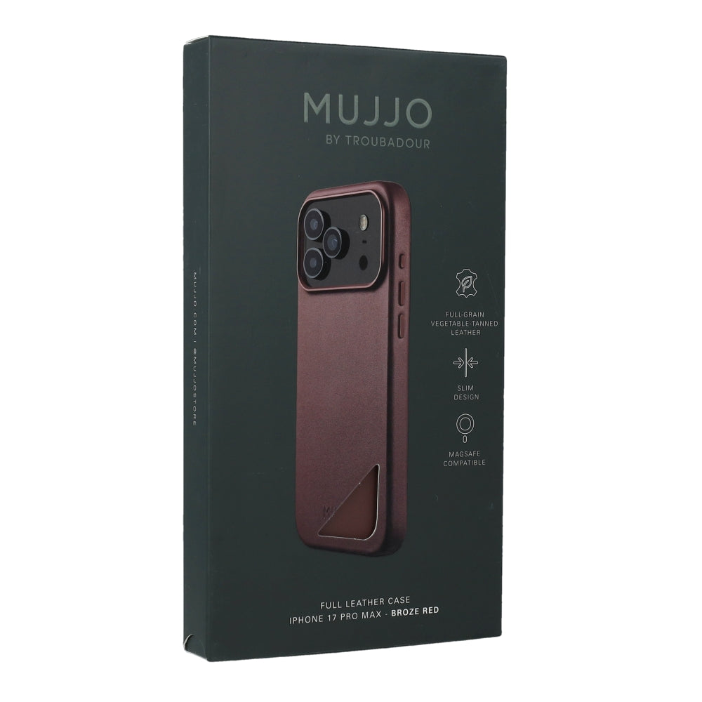 Handyhülle für iPhone 17 Pro Max, Mujjo Full Leather Case für MagSafe, Kastanienbraun