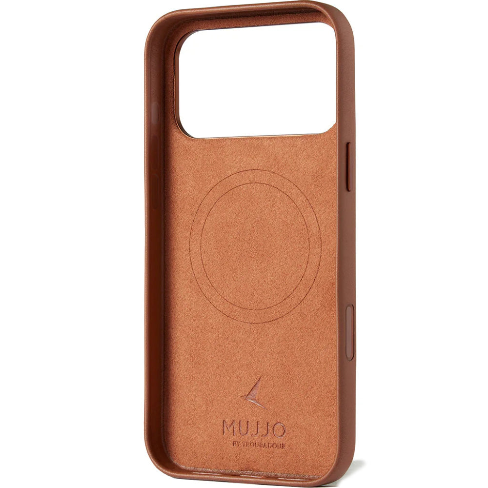 Handyhülle für iPhone 17 Pro Max, Mujjo Full Leather Case für MagSafe, Braun