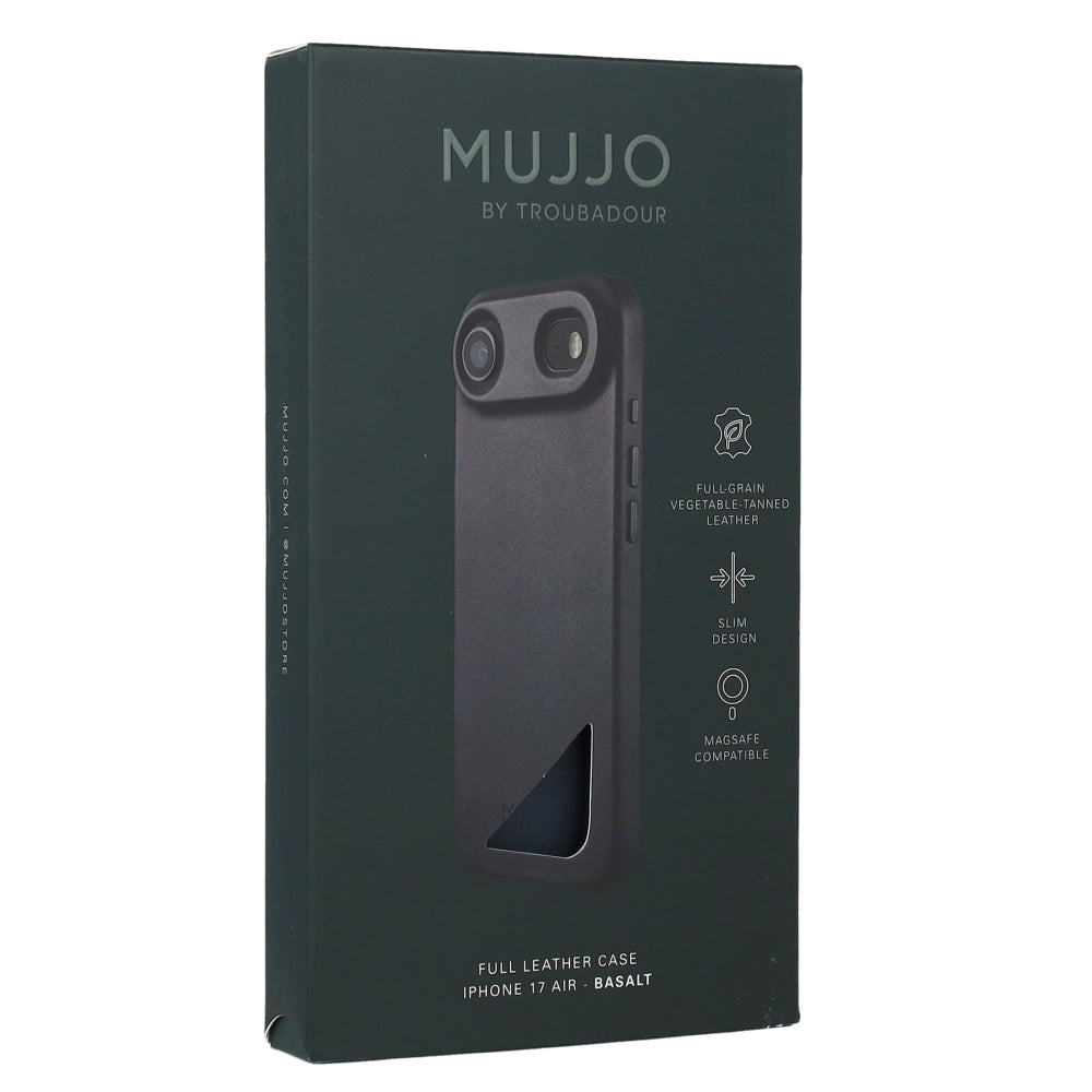 Handyhülle für iPhone Air, Mujjo Full Leather Case für MagSafe, Grau