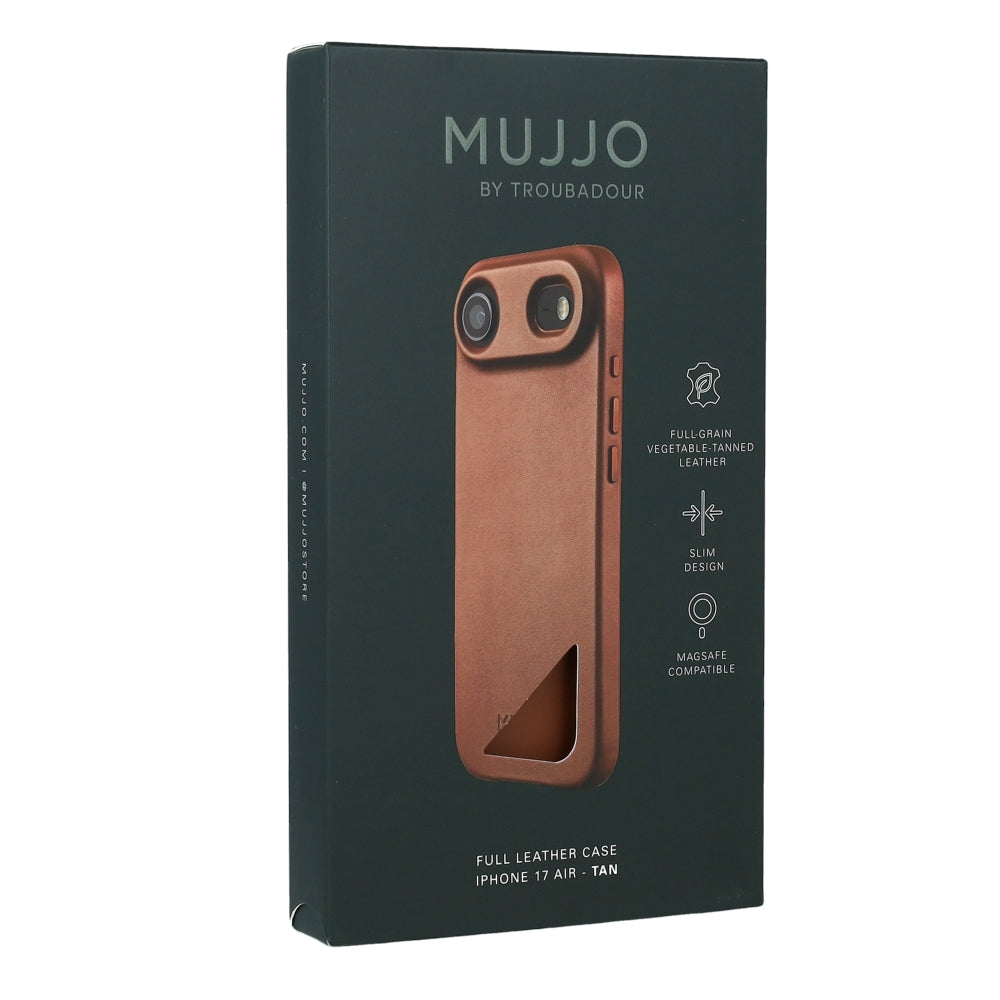 Handyhülle für iPhone Air, Mujjo Full Leather Case für MagSafe, Braun