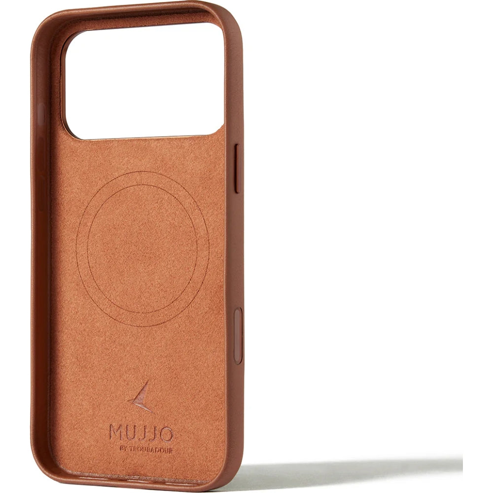 Handyhülle für iPhone 17 Pro Max, Mujjo Full Leather Wallet Case MagSafe Braun
