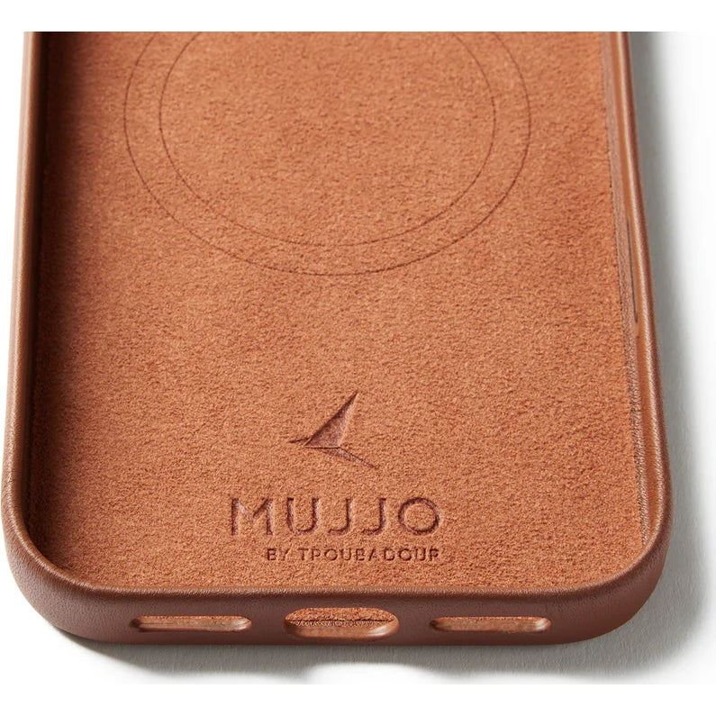 Handyhülle für iPhone 17 Pro Max, Mujjo Full Leather Wallet Case MagSafe Braun