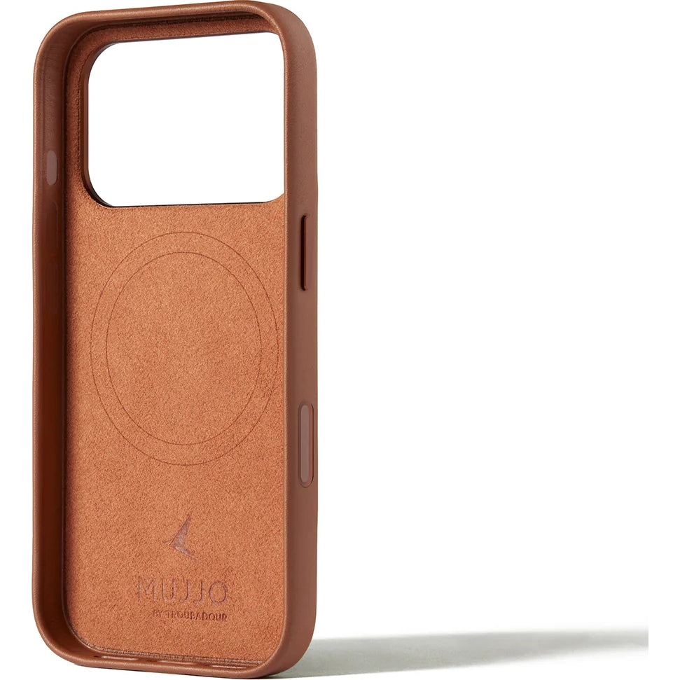 Handyhülle für iPhone 17 Pro, Mujjo Full Leather Wallet Case MagSafe Braun