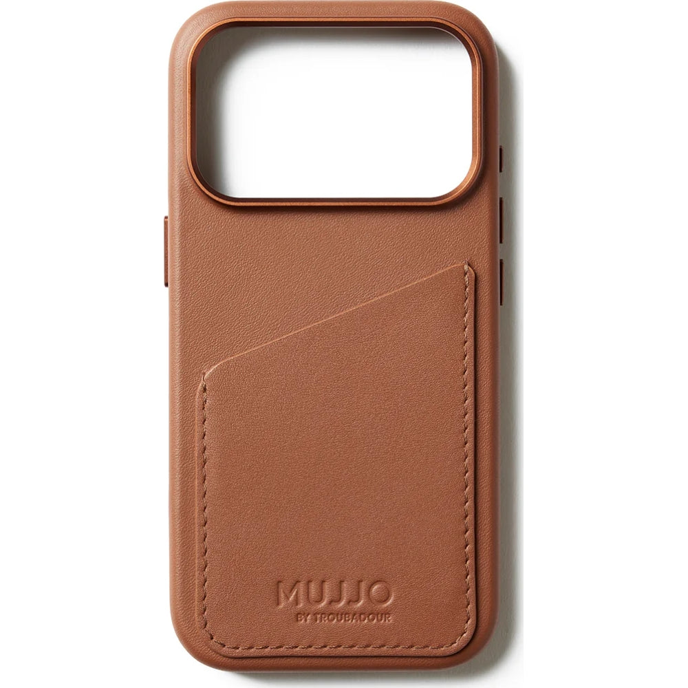 Handyhülle für iPhone 17 Pro, Mujjo Full Leather Wallet Case MagSafe Braun