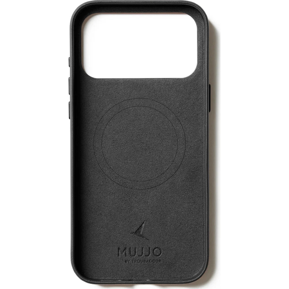 Handyhülle für iPhone 17 Pro Max, Mujjo Full Leather Wallet Case MagSafe Schwarz