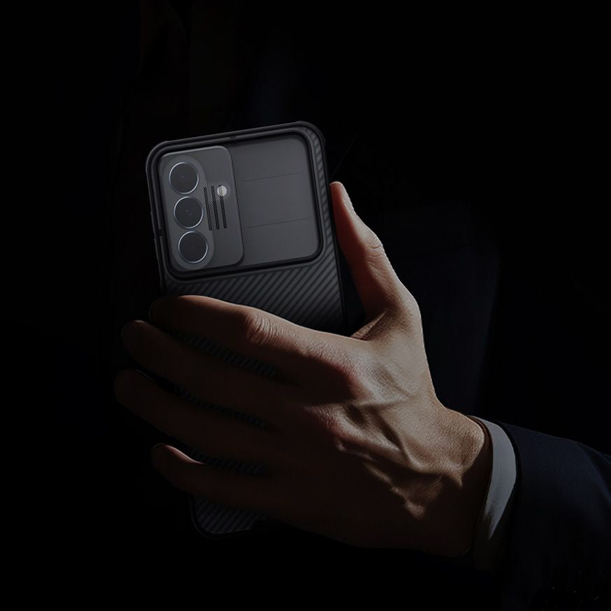 Handyhülle mit Kameraschutz für Galaxy A37, Nillkin CamShield Pro, Durchscheinend mit schwarzen Rahmen