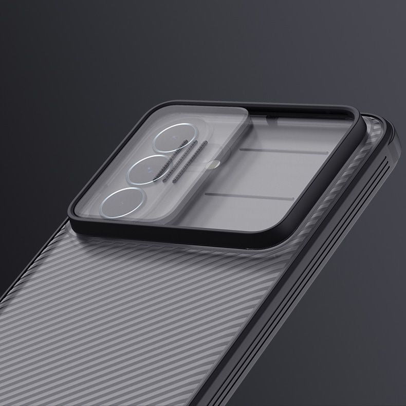 Handyhülle mit Kameraschutz für Galaxy A37, Nillkin CamShield Pro, Durchscheinend mit schwarzen Rahmen