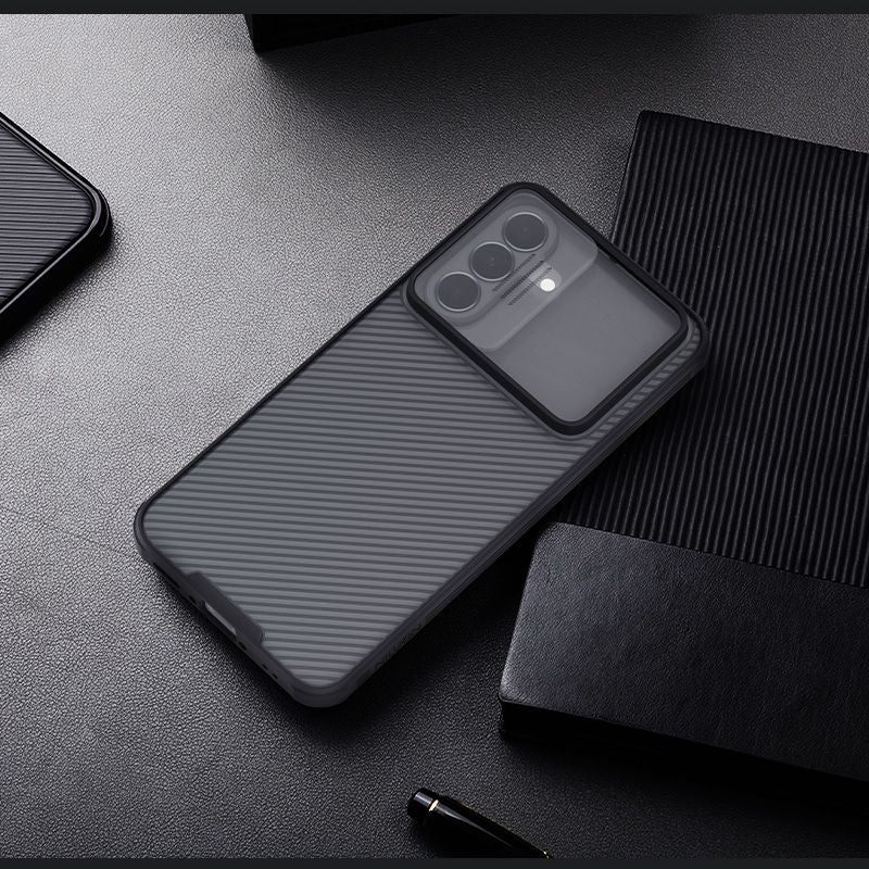Handyhülle mit Kameraschutz für Galaxy A37, Nillkin CamShield Pro, Durchscheinend mit schwarzen Rahmen
