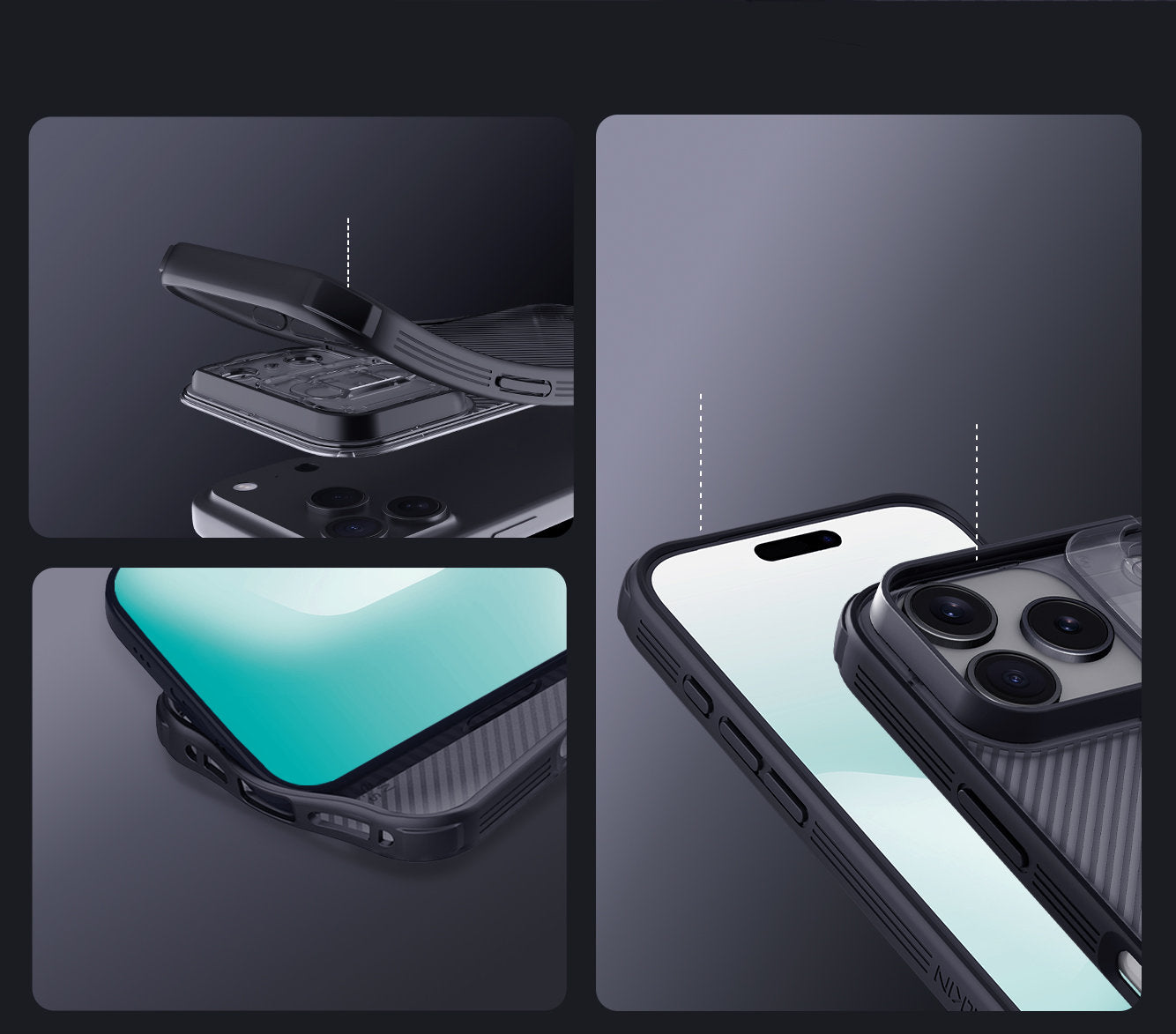 Handyhülle für iPhone 17 Pro, Nillkin CamShield Pro, Durchscheinend-Schwarz
