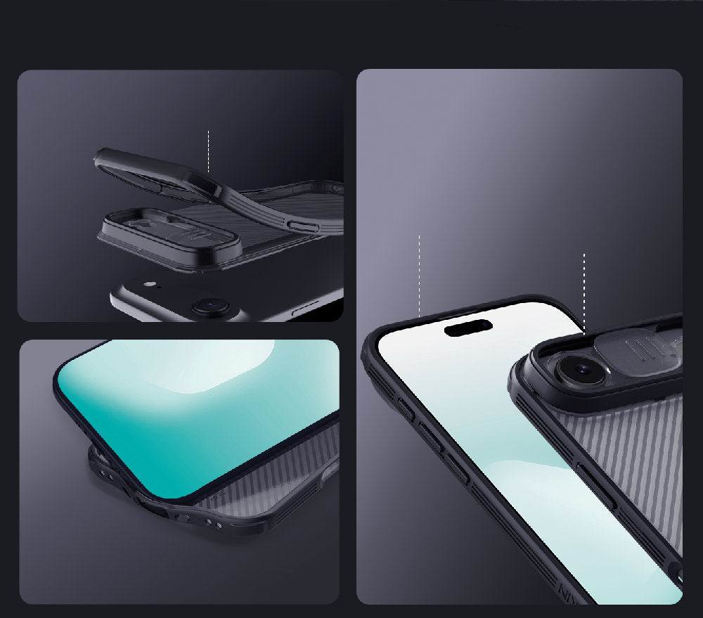 Handyhülle für iPhone Air, Nillkin CamShield Pro, Durchscheinend-Schwarz