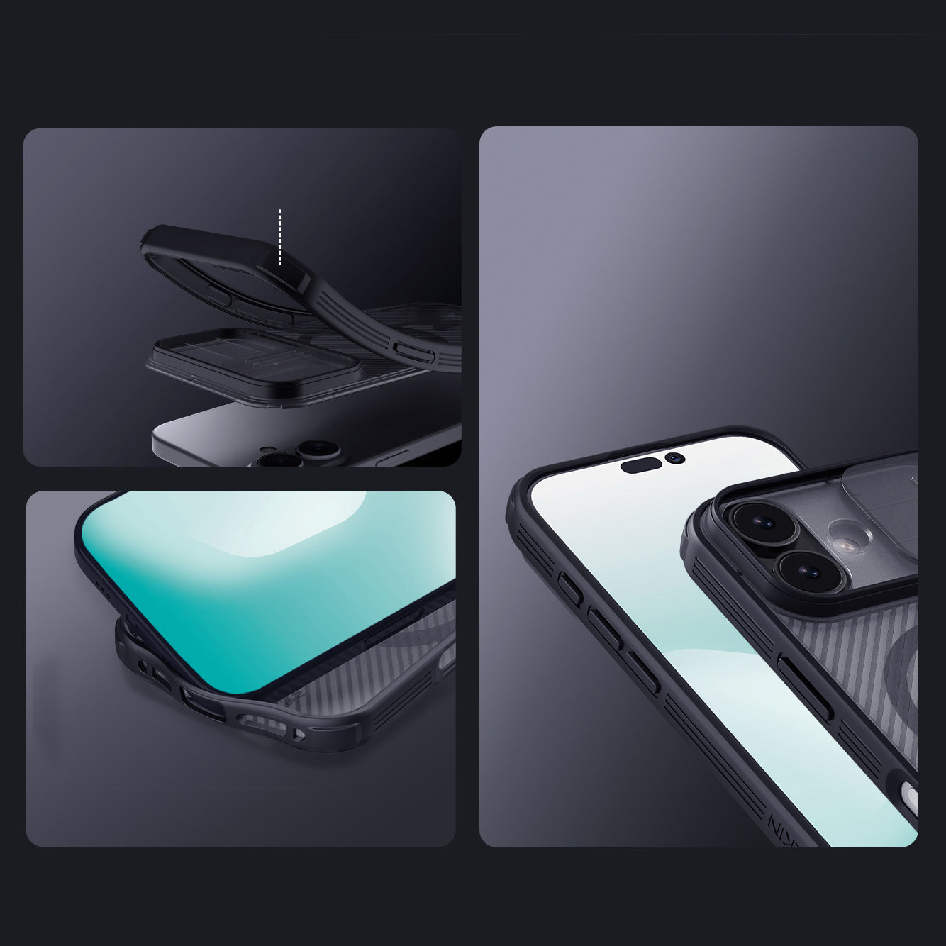 Handyhülle für iPhone 17, Nillkin CamShield Pro Magnetic mit MagSafe, Durchscheinend-Schwarz