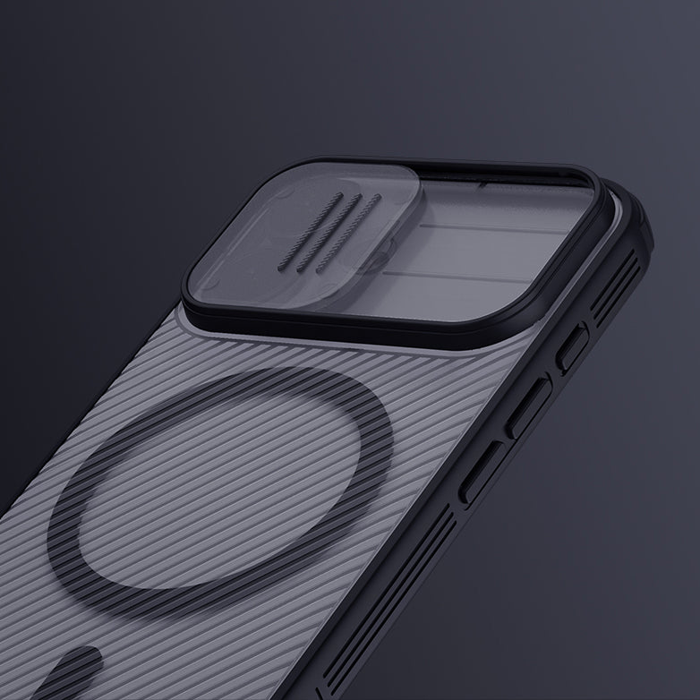 Handyhülle für iPhone 17, Nillkin CamShield Pro Magnetic mit MagSafe, Durchscheinend-Schwarz