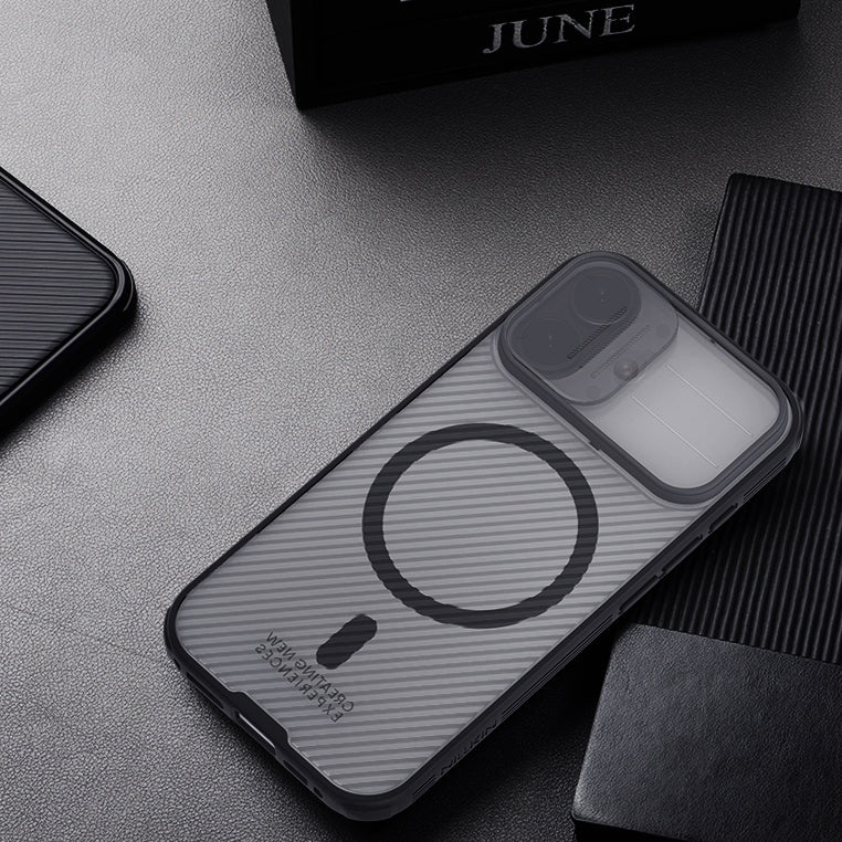 Handyhülle für iPhone 17, Nillkin CamShield Pro Magnetic mit MagSafe, Durchscheinend-Schwarz