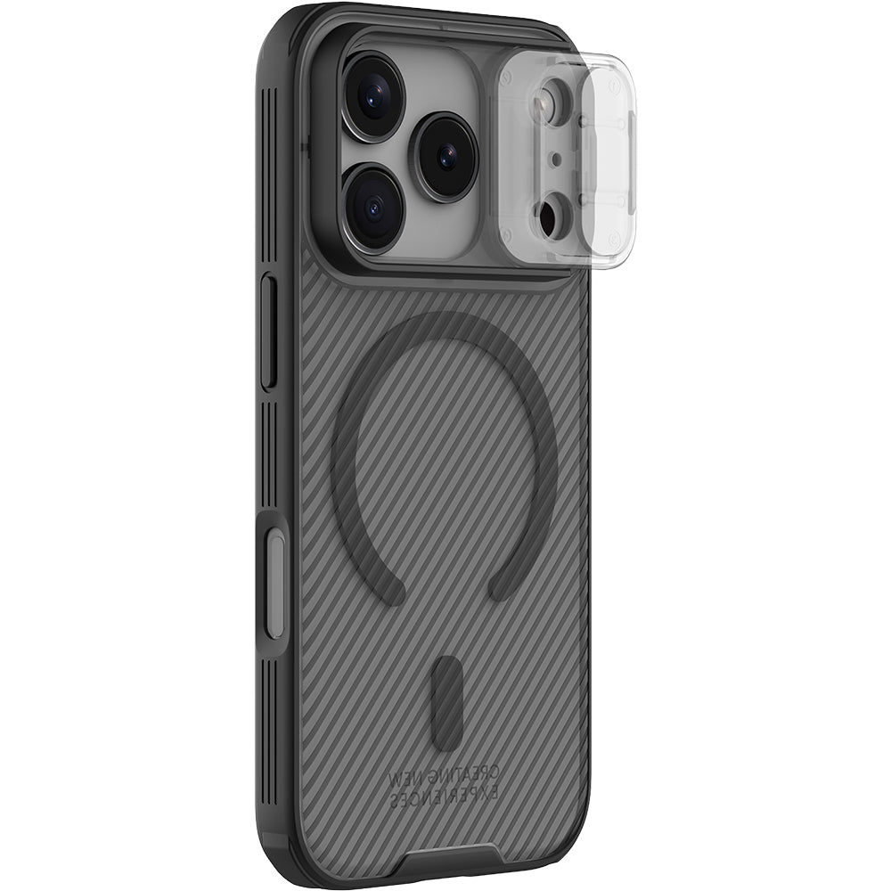 Handyhülle für iPhone 17 Pro, Nillkin CamShield Pro Magnetic mit MagSafe, Schwarz und Transparent