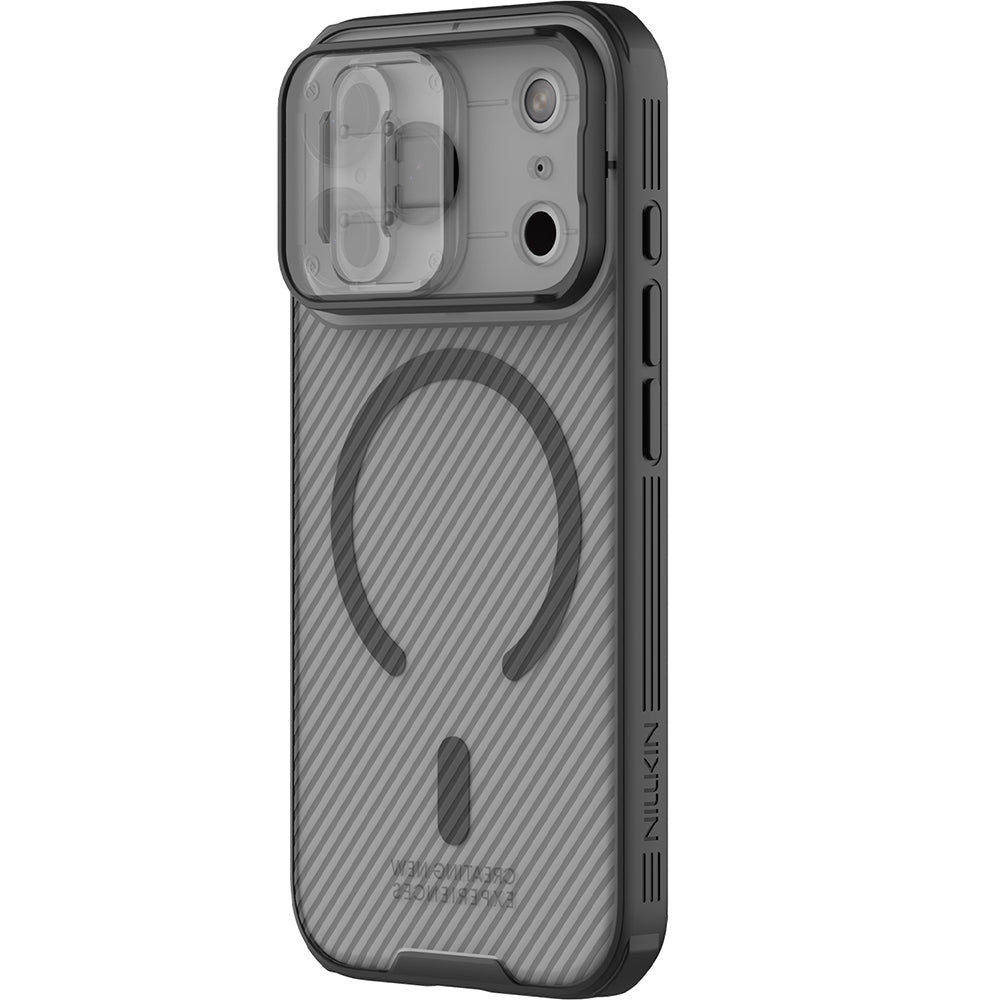 Handyhülle für iPhone 17 Pro, Nillkin CamShield Pro Magnetic mit MagSafe, Schwarz und Transparent