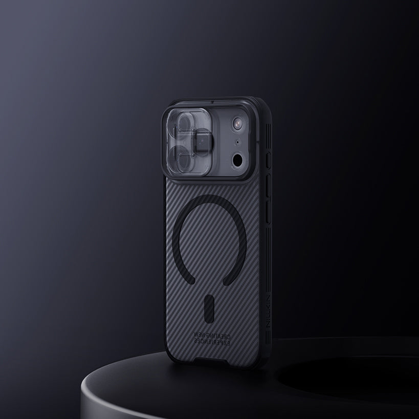 Handyhülle für iPhone 17 Pro, Nillkin CamShield Pro Magnetic mit MagSafe, Schwarz und Transparent