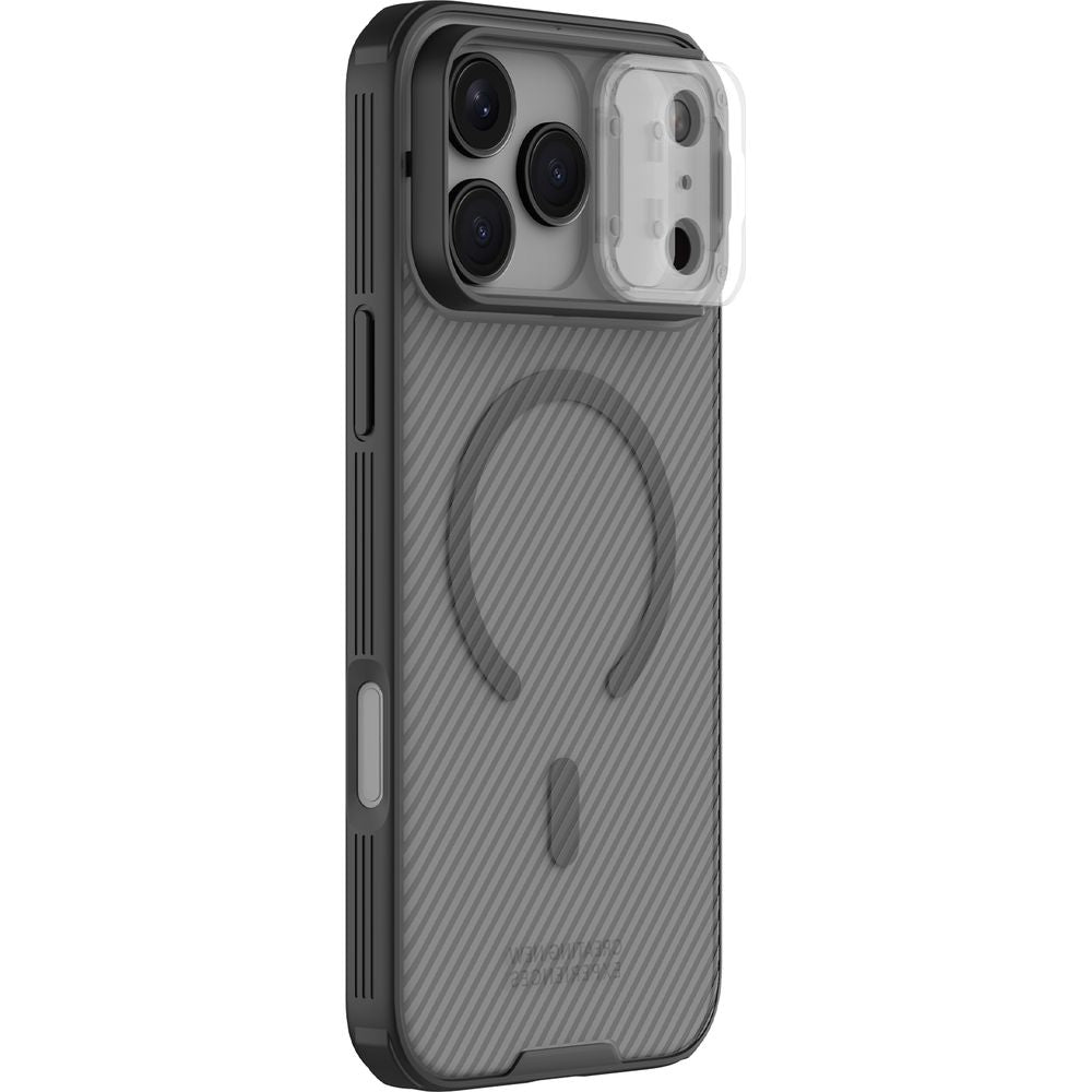 Handyhülle für iPhone 17 Pro Max, Nillkin CamShield Pro Magnetic mit MagSafe, Durchscheinend-Schwarz