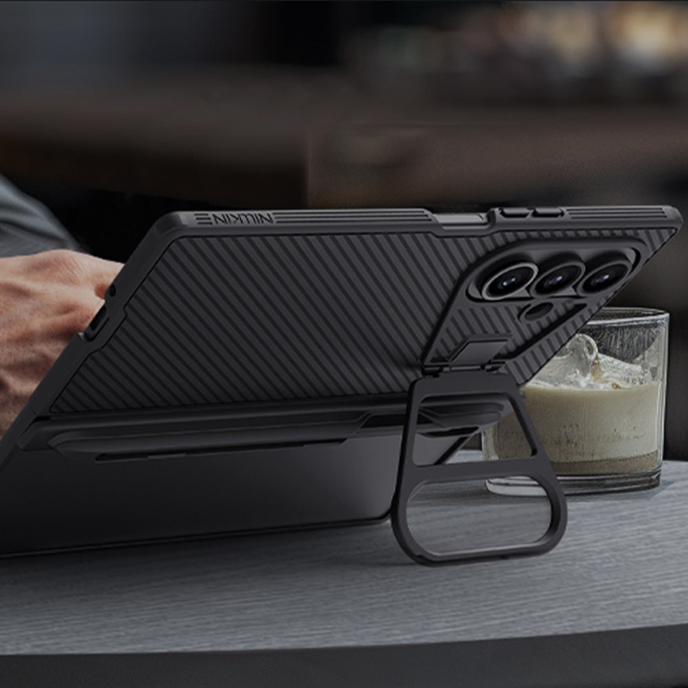 Handyhülle mit Kameraschutz und Stift für Galaxy Z Fold7, Nillkin CamShield Prop, Schwarz
