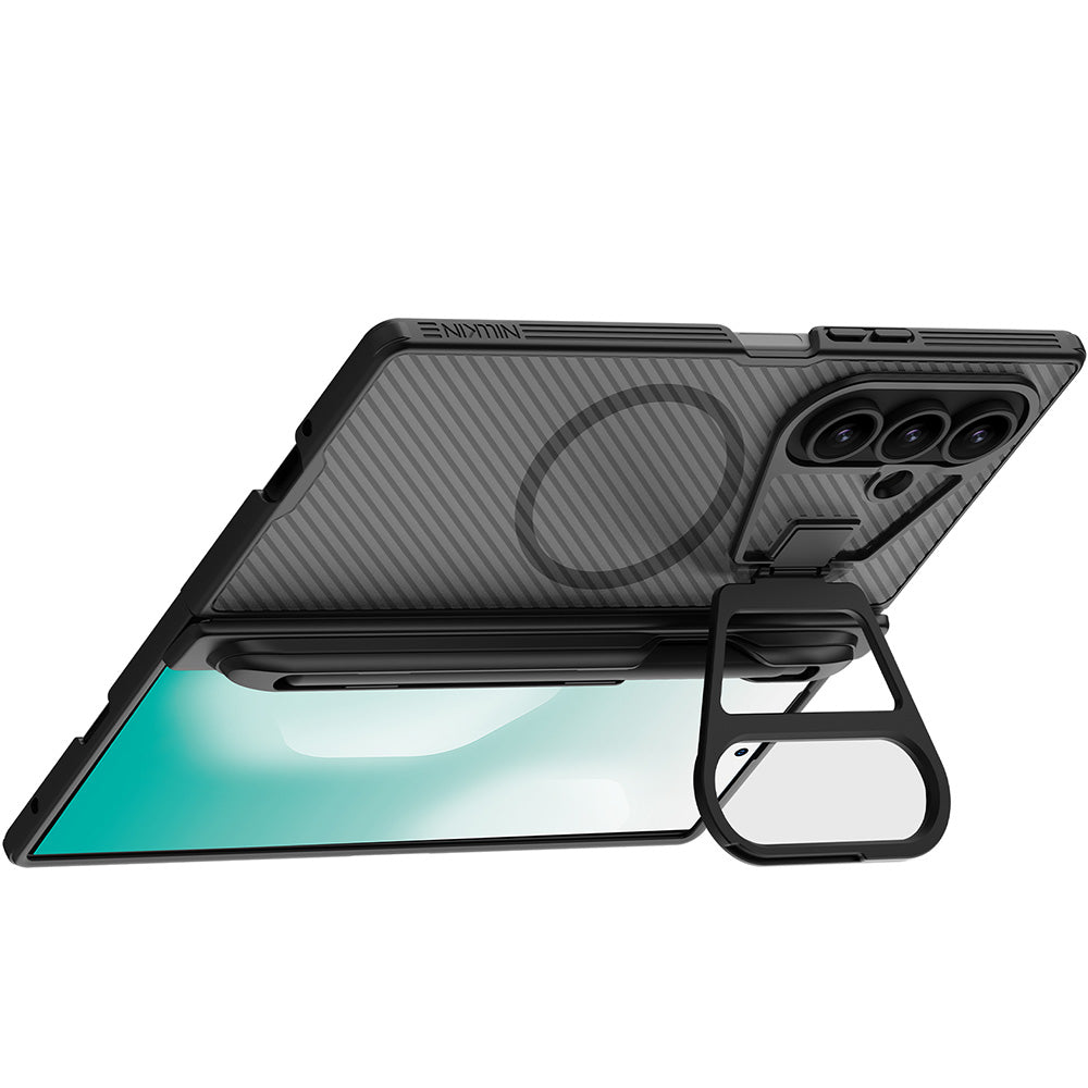 Handyhülle mit Kameraschutz und Stift für Galaxy Z Fold7, Nillkin CamShield Prop Magnetic, Durchscheinend mit Schwarzen Rahmen