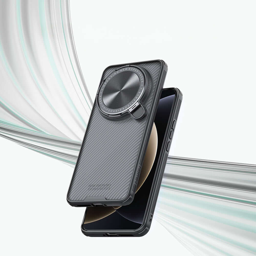 Handyhülle mit Kameraabdeckung für Xiaomi 15 Ultra, Nillkin CamShield Prop, Rauchiges Schwarz