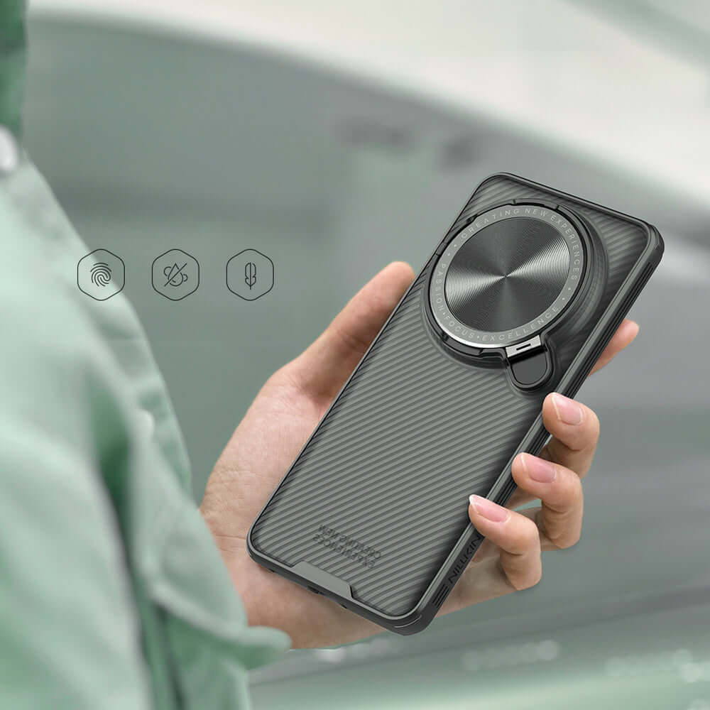 Handyhülle mit Kameraabdeckung für Xiaomi 15 Ultra, Nillkin CamShield Prop, Rauchiges Schwarz