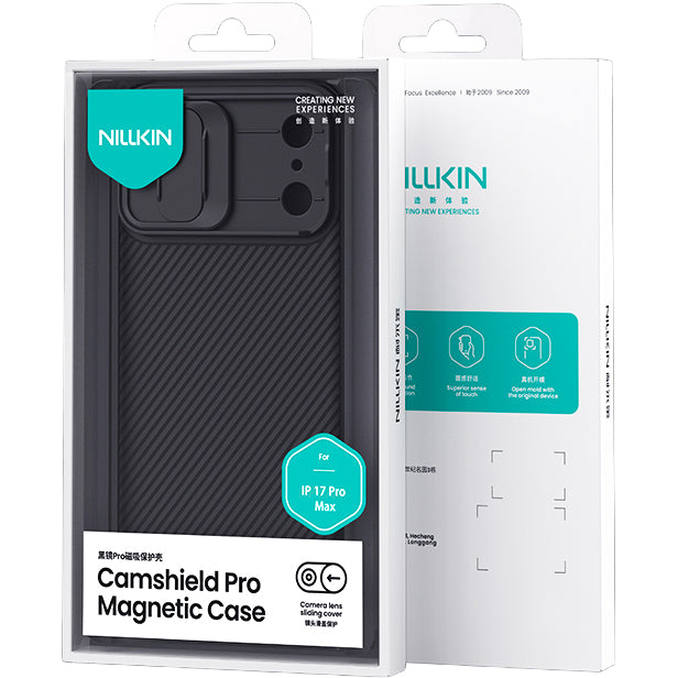 Handyhülle mit Kameraschutz für Apple iPhone 17 Pro Max mit MagSafe, Nillkin CamShield Pro Magnetic, Schwarz