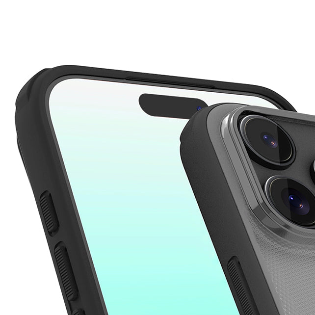 Handyhülle für iPhone 17 Pro Max, Nillkin Frosted Shield Pro, Transparent mit schwarzen Rahmen