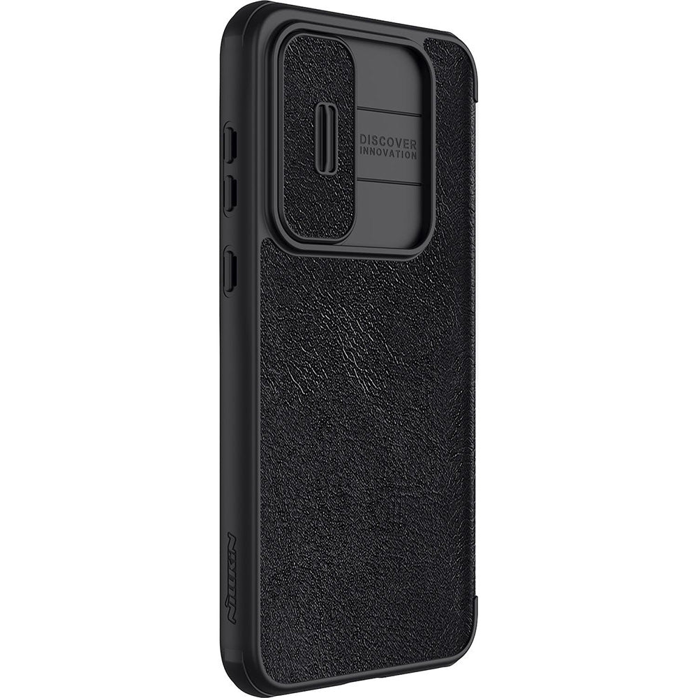 Schutzhülle mit Klappe und Kameraschutz für Galaxy A55 5G, Nillkin Qin Pro, Schwarz