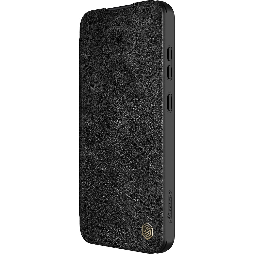 Handyhülle mit Klappe und Kameraschutz für Galaxy S24 FE, Nillkin Qin Pro, Schwarz